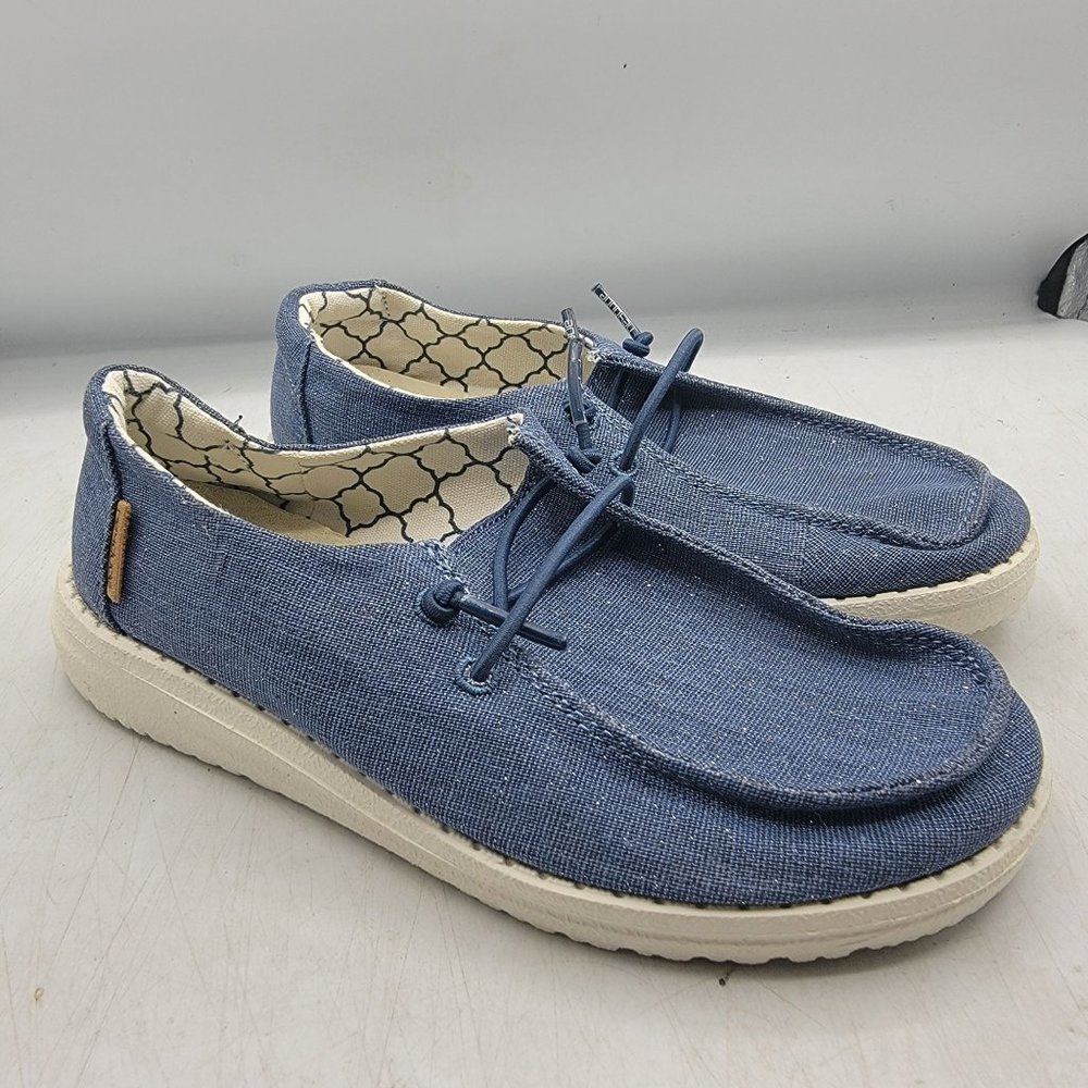 Hey Dude Wendy Sparkling Denim Youth K12 Blue Slip On Walking Shoes Casual